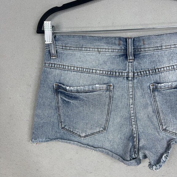 Free People Shorts Womens 26 Distressed Frayed Hem Low Rise Denim Button Fly - Picture 8 of 14